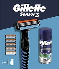 Rasierpflegeset - Gillette Sensor 3 (Rasierer 1 St. + Rasiergel 75ml + Ersatzklingen 5 St.) — Bild N3