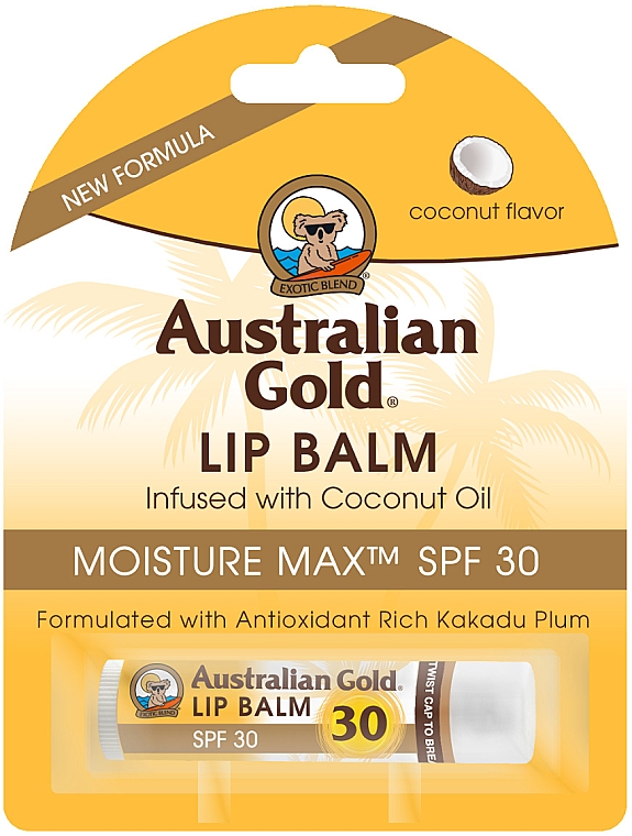 Lippenbalsam mit Kokosnussöl SPF 30 - Australian Gold Lip Balm Infused With Coconut Oil SPF 30 — Bild N1