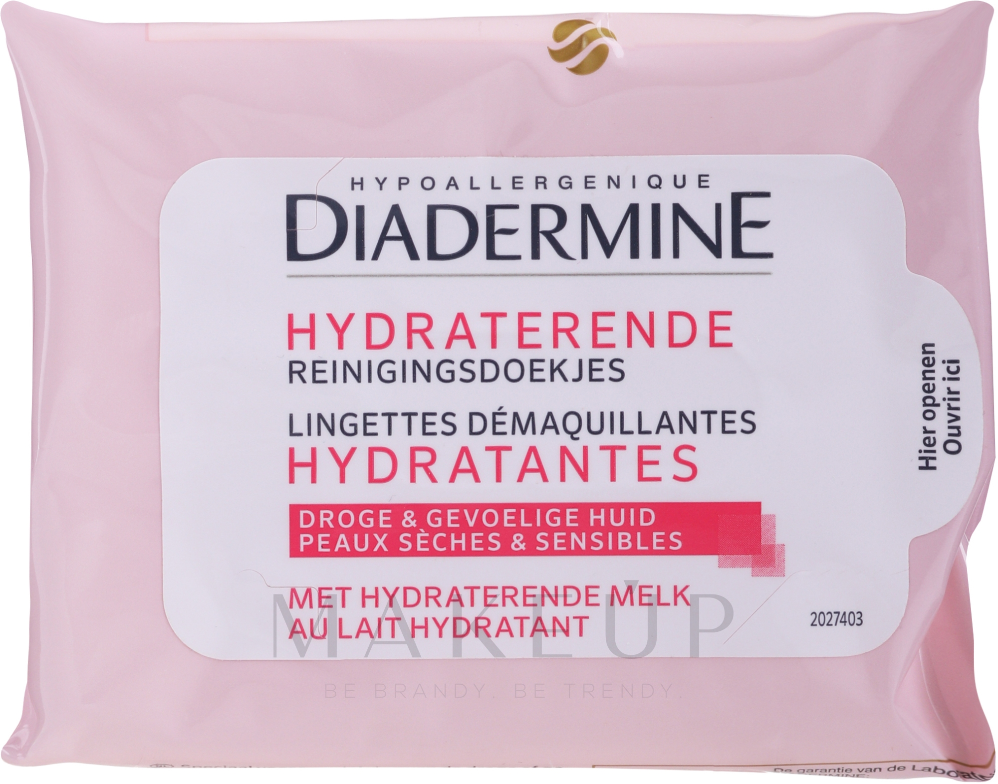 Feuchttücher zum Abschminken für trockene und empfindliche Haut mit Mandelöl und Vitamin E - Diadermine Moisturizing Cleansing Wipes For Dry & Sensitive Skin — Bild 25 St.