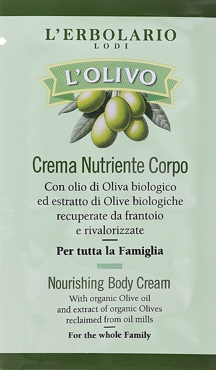 GESCHENK! Pflegende Körpercreme mit Olivenöl - L'Erbolario L'Olivo Nourishing Body Cream With Organic Olive Oil (Probe)  — Bild N1