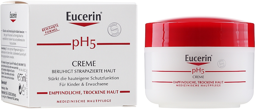 Stärkende und feuchtigkeitsspendende Gesichtscreme mit Dexpanthenol - Eucerin pH5 Creme — Bild N2