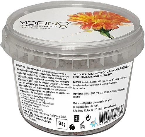 Badesalz aus dem Toten Meer mit Bio-Calendula - Yofing Dead Sea Salt With Organic Marigold Essential Oil And Flowers — Bild N1