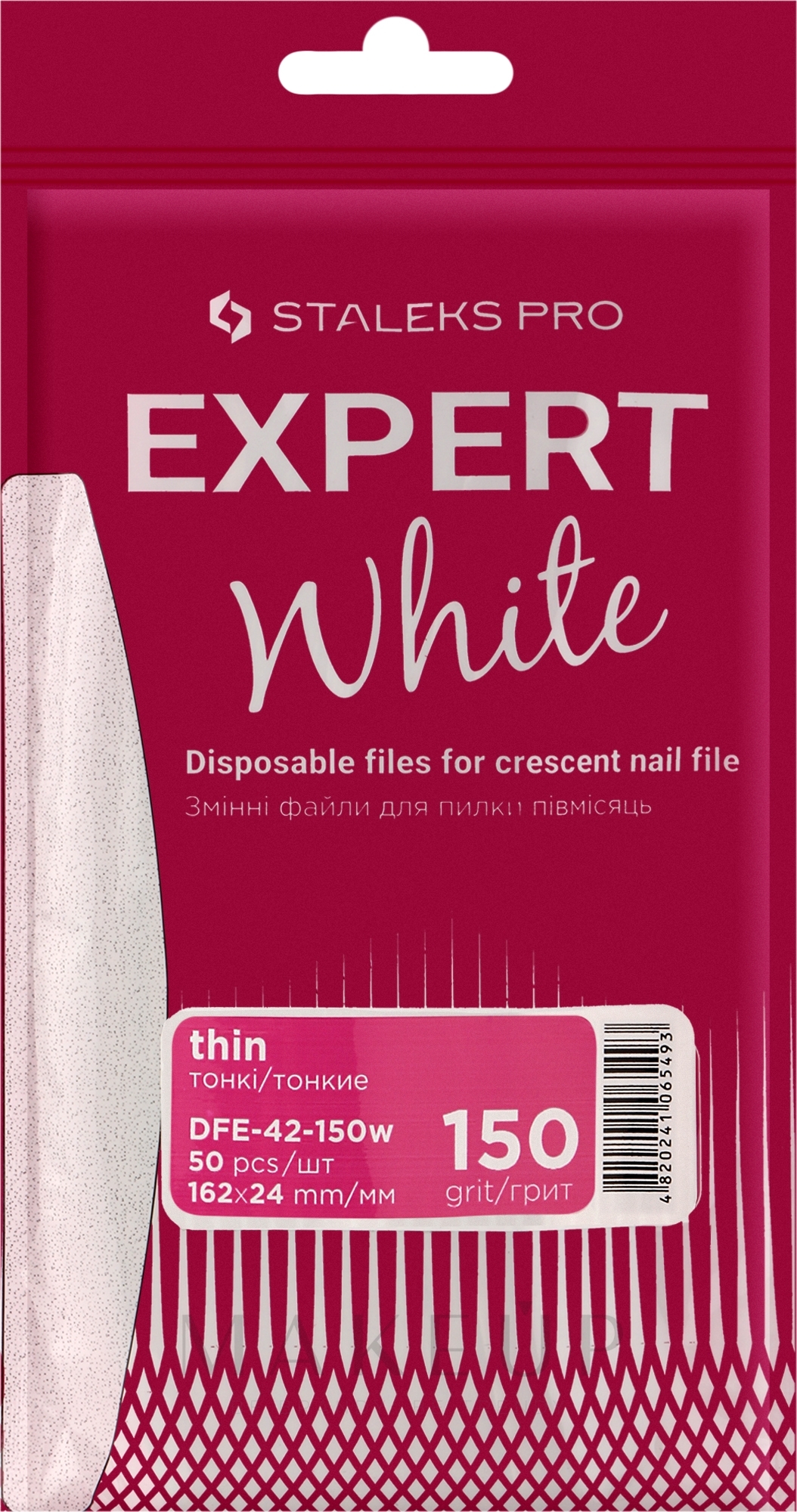 Ersatzfeilenblätter Halbmond weiß 150 Körnung 50 St. - Staleks Pro Expert 42 White (50 St.) — Bild 50 St.