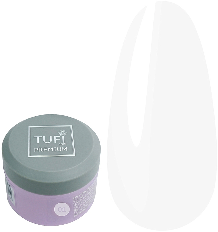 Gel zur Nagelverlängerung - Tufi Profi Premium UV Gel 01 Clear — Bild N1