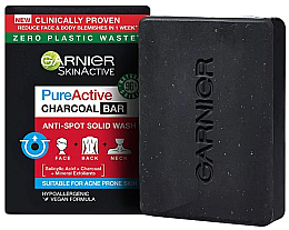 Feste Seife gegen Mitesser mit Aktivkohle und Salicylsäure - Garnier Pure Active Charcoal Bar — Bild N1