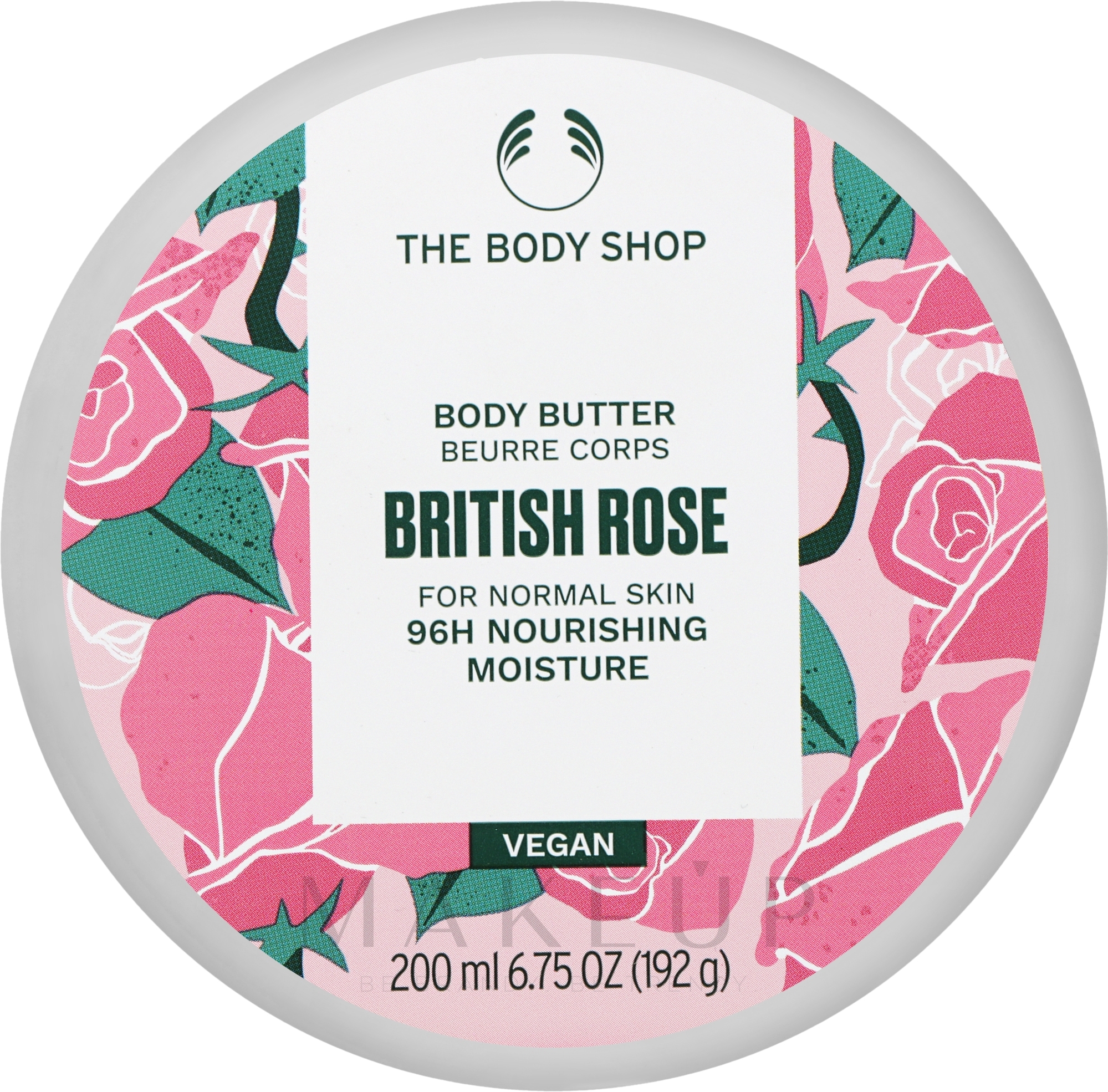 Feuchtigkeitsspendende Körperbutter mit Rosenextrakt, Sheabutter und Sesamöl - The Body Shop British Rose Body Butter 96h Nourishing Moisture — Bild 200 ml