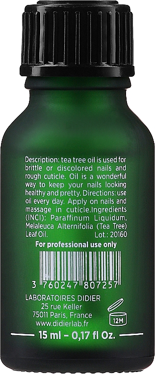 Öl für Nägel und Nagelhaut mit Teebaumöl - Didier Lab Nail + Cuticle Oil Tea Tree Oil — Bild N2