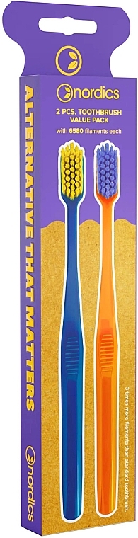 Zahnbürsten Premium 6580 weich blau und orange 2 St. - Nordics Soft Toothbrush — Bild N1