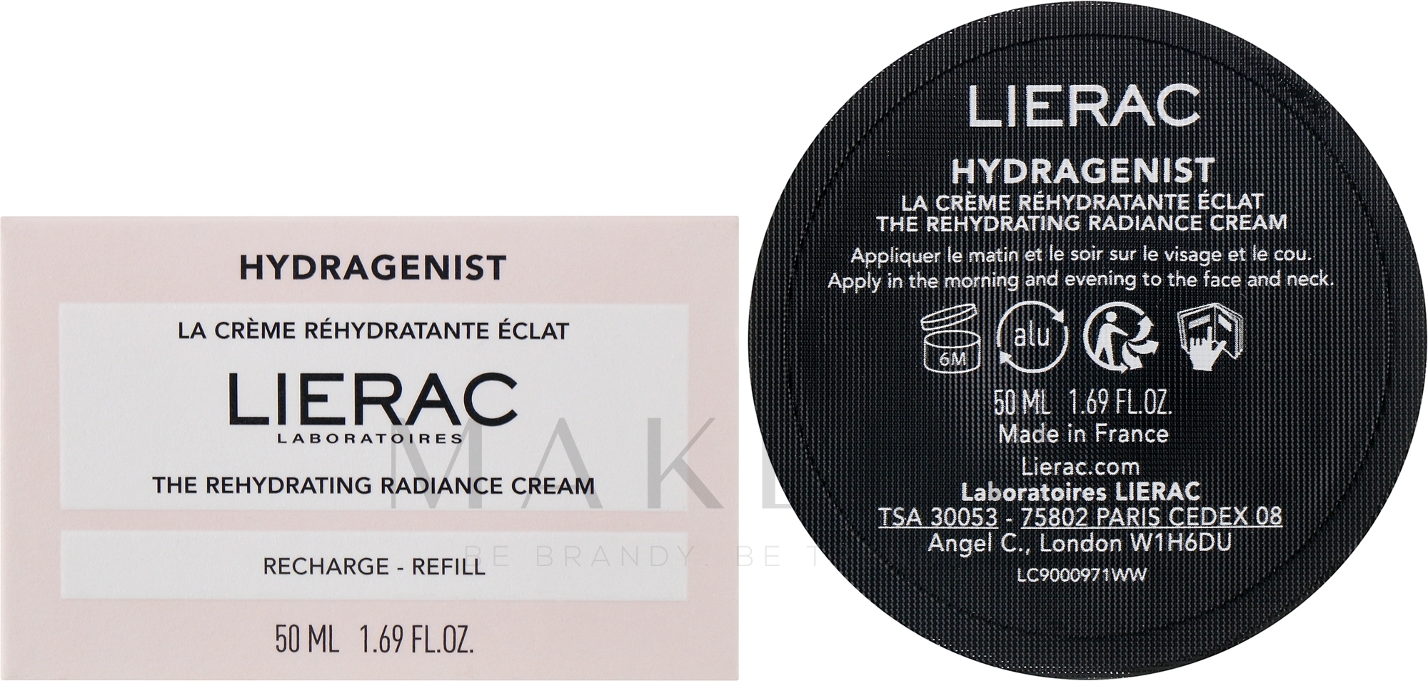 Feuchtigkeitsspendende Gesichtscreme - Lierac Hydragenist The Rehydrating Radiance Cream Refill (Refill)  — Bild 50 ml