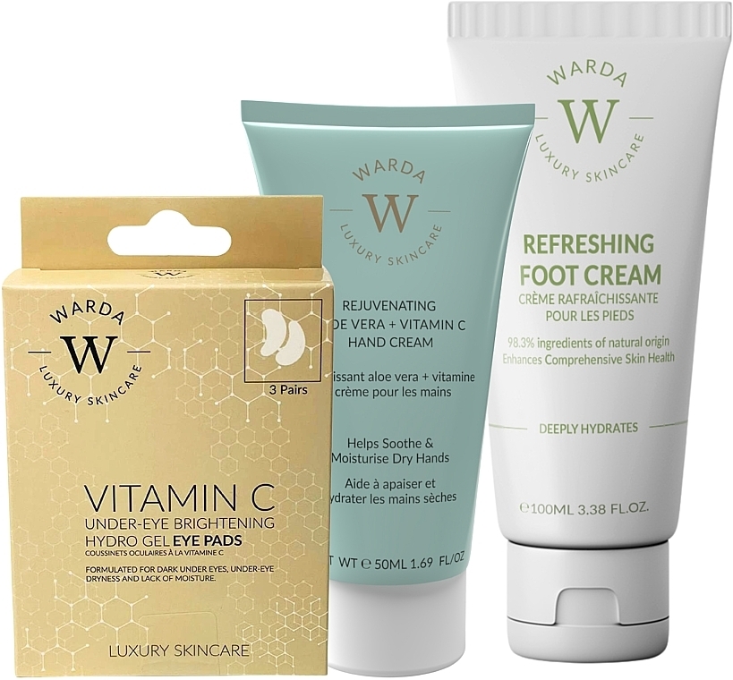 Set - Warda Vitamin C Glow & Care Set (eye/pads/3pcs + h/cr/50ml + foot/cr/100ml) — Bild N2