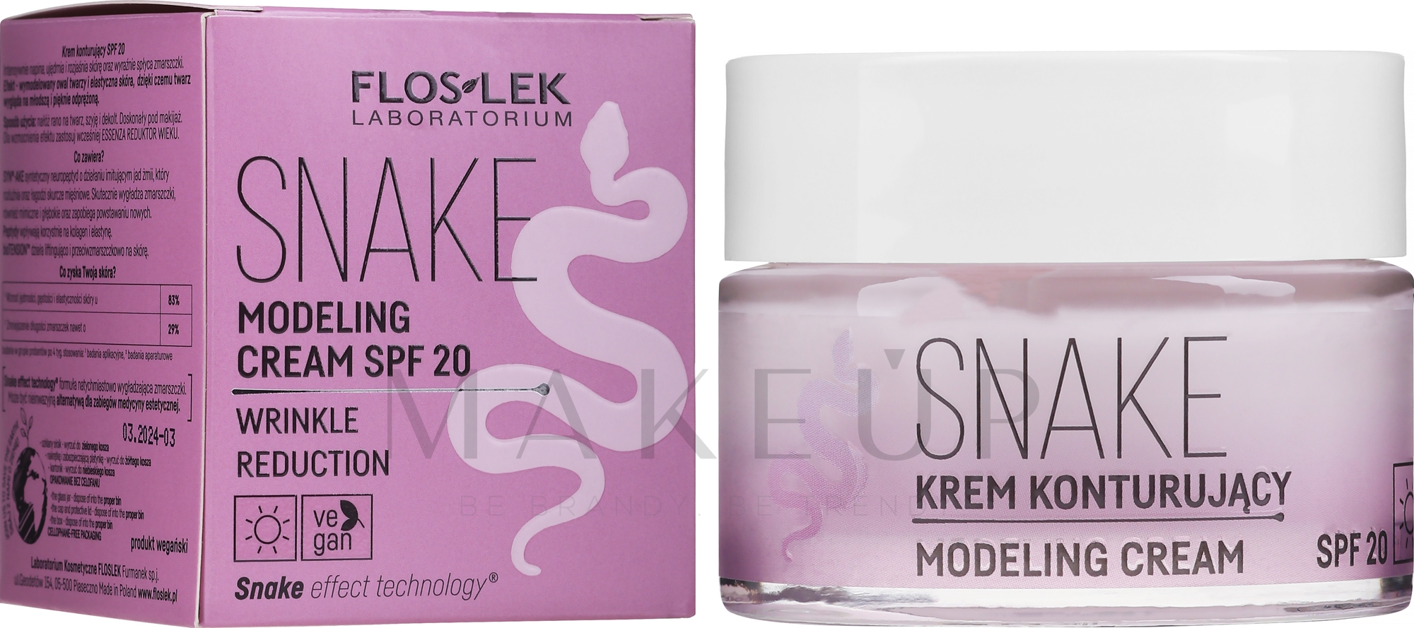 Modellierende Tagescreme SPF 20 - FlosLek Skin Care Expert Snake Modeling Cream — Bild 50 ml