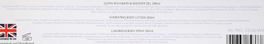 Körperpflegeset - Cassardi Lavender (Duschgel 200ml + Körperbalsam 200ml + Körpernebel 100ml) — Bild N2