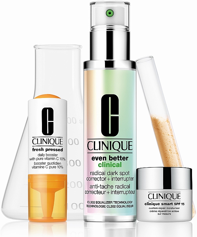 Gesichtspflegeset - Clinique Even Better Derm Pro Solutions For Uneven Skin Tone Set (Gesichtsserum 50ml + Emulsion-Aktivator 8.5ml + Tagescreme 15ml) — Bild N1