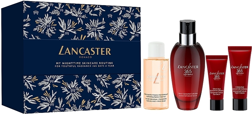 Gesichtspflegeset - Lancaster My Nighttime Skincare Routine Festive Gift Set (Make-up Entferner 30ml + Serum 50ml + Creme 7ml + Augencreme 5ml)  — Bild N1