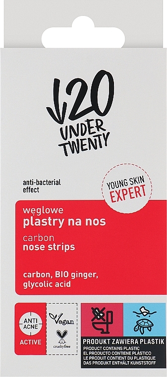 Nasenpflaster mit Aktivkohle - Under Twenty Anti! Acne Carbon Nose Strips  — Bild N1
