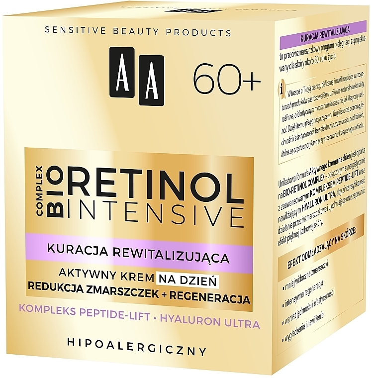 Aktiv glättende und feuchtigkeitsspendende Anti-Falten Tagescreme mit Bio Retinolkomplex für reife Gesichtshaut 60+ - AA Retinol Intensive 60+ Cream — Bild N3