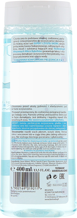 Feuchtigkeitsspendende Mizellenflüssigkeit für alle Hauttypen - Bielenda Expert Micellar Water — Bild N2