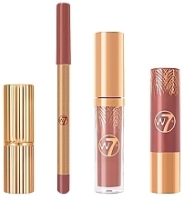 Düfte, Parfümerie und Kosmetik Lippen-Make-up-Set - W7 Perfect Pout (Lippenbalsam 4ml + Lippenkonturenstift 0.8g + Lippenstift 3.5g + Lipgloss 3.4ml)