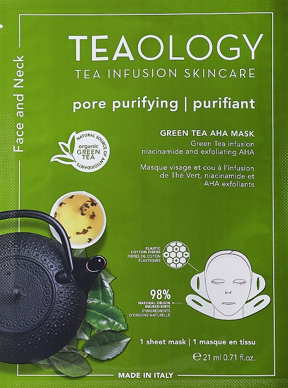 Gesichtsmaske - Teaology Green Tea Niacinamide & Aha Exfoliating Neck & Face Mask — Bild N1