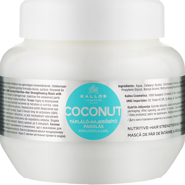 Nährende Haarmaske mit Kokosöl - Kallos Cosmetics Coconut Nutritive Hair Mask