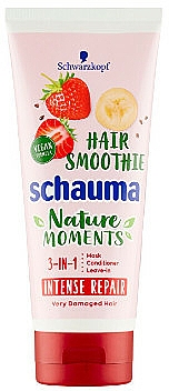 3in1 Intensiv regenerierender Haarmaske-Conditioner mit Erdbeer-, Bananen- und Chiasamen-Extrakt ohne Ausspülen - Schwarzkopf Schauma Nature Moments Hair Smoothie 3in1 Intense Repair