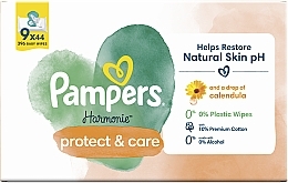 Baby-Feuchttücher mit Ringelblume 396 St. - Pampers Harmonie Protect&Care Baby Wipes  	 — Bild N1