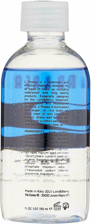 Mizellenwasser zum Abschminken - Lord & Berry 2 Phases Waterproof Make Up Remover — Bild N2