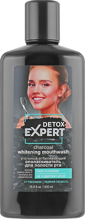 Aufhellende Mundspülung mit Aktivkohle - Detox Expert Charcoal Whitening Mouthwash — Bild N1