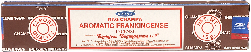 Duftstäbchen Duftender Weihrauch - Satya Aromatic Frankincense Incense — Bild N1