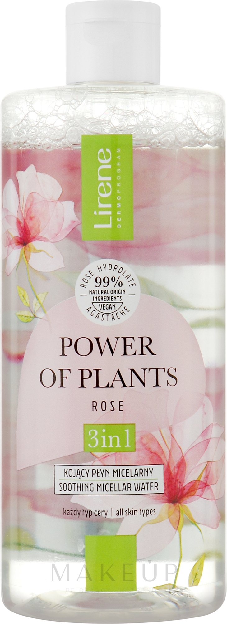 Beruhigendes Mizellenwasser 3in1 - Lirene Power Of Plants Rose Micellar Water — Bild 400 ml