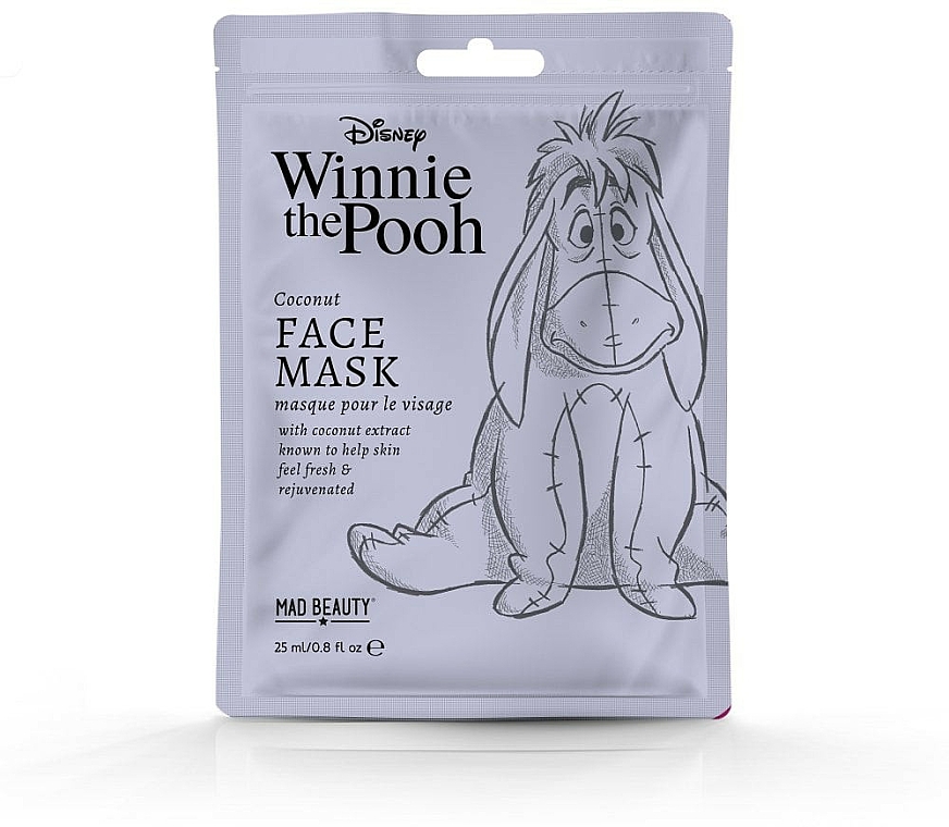 Revitalisierende Tuchmaske für das Gesicht mit Kokosextrakt Disney Eeyore - Mad Beauty Disney Winnie The Pooh Eeyore Sheet Mask — Bild N1