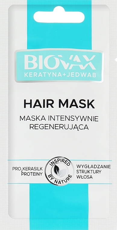 Haarmaske Keratin und Seide - Biovax Keratin + Silk Hair Mask Travel Size — Bild N1
