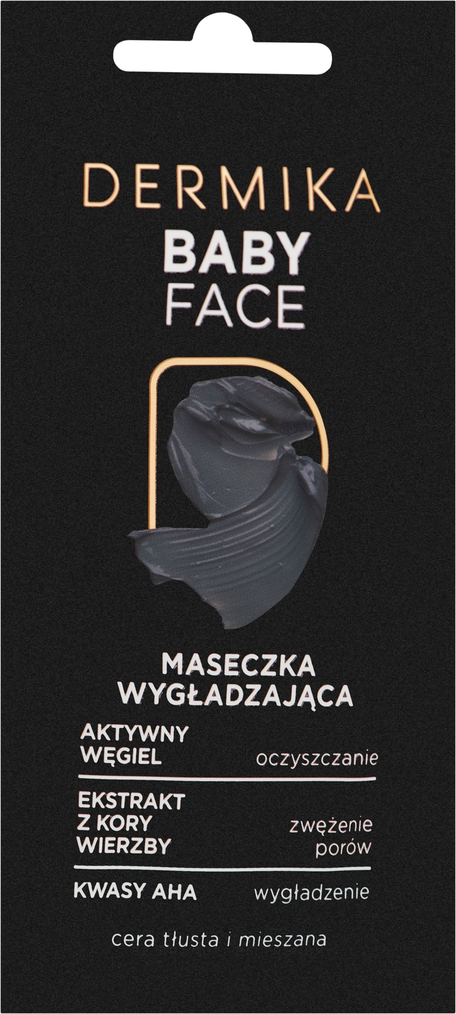Glättende und reinigende Gesichtsmaske mit Aktivkohle, AHA-Säure und Weidenrindenextrakt - Dermika Baby Face — Bild 10 ml