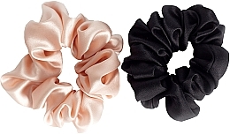 Scrunchie-Haargummi aus Naturseide Größe M rosa, schwarz - de Lure Scrunchie Set — Bild N1