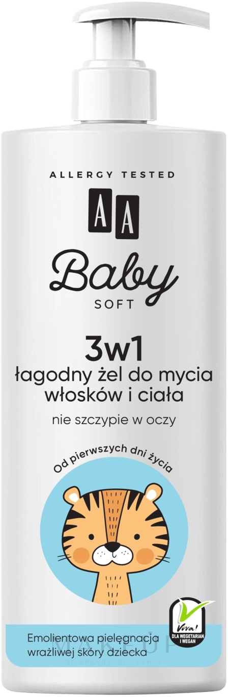 3in1 Mildes Haar- und Körperreinigungsgel für Kinder und Babys - AA Baby Soft — Bild 500 ml