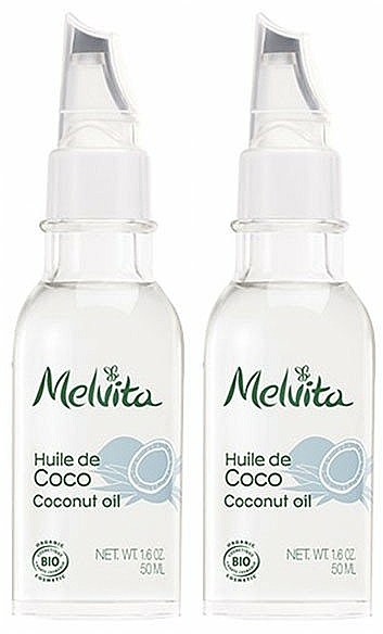 Haarpflegeset für trockenes und strapaziertes Haar mit Kokosnussöl - Melvita Huiles De Beaute Coconut Oil Duo (Kokosnussöl 2x50ml) — Bild N2