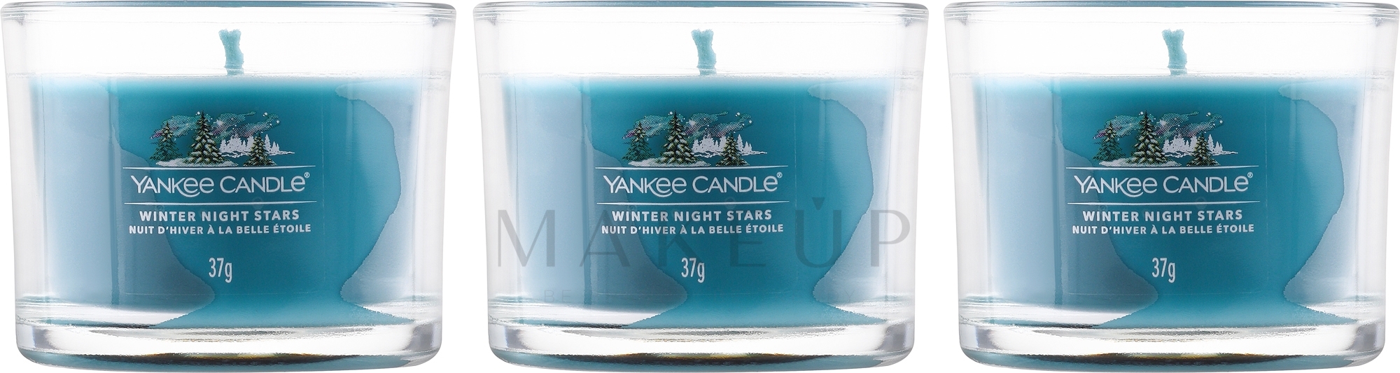 Duftende Minikerze im Glas - Yankee Candle Winter Night Stars Filled Votive — Bild 3 x 37 g