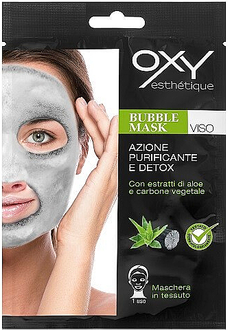 Reinigende Tuchmaske für das Gesicht mit Aktivkohle und Aloe Vera - Oxy Bubble Mask — Bild N1