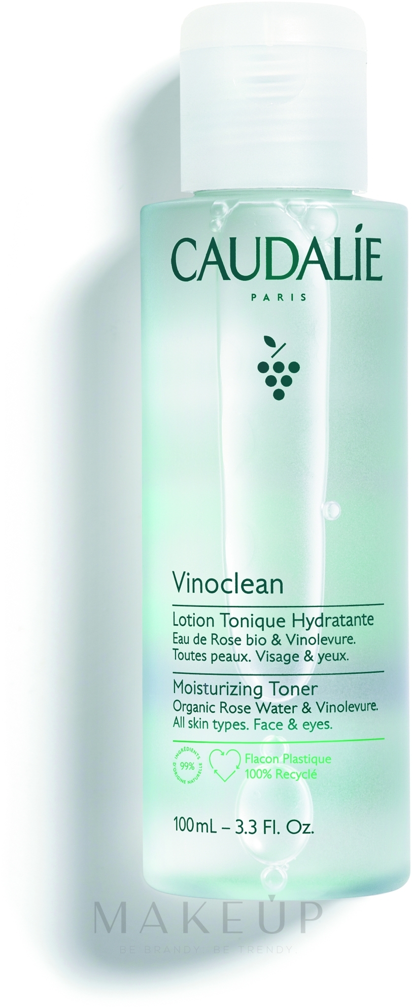 Feuchtigkeitstonikum für Gesicht und Augen mit Bio-Rosenwasser und Vinolevure - Caudalie Vinoclean Moisturizing Toner — Bild 100 ml
