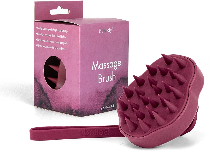 Kopfhautmassagebürste Bordeaux Red - Bellody Scalp Massage Brush  — Bild N1