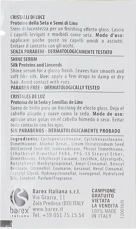 Flüssige Haarkristalle mit Seidenprotein - Barex Italiana Olioseta Cristalli Liquidi (Mini) — Bild N2