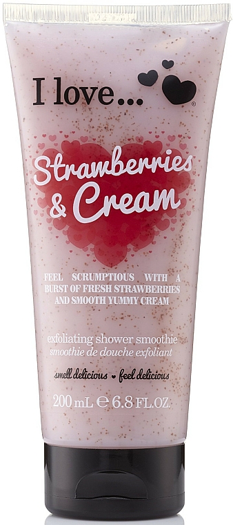 Körperpeeling mit Erdbeeren und Sahne - I Love Strawberries & Cream Exfoliating Shower Smoothie — Bild N1