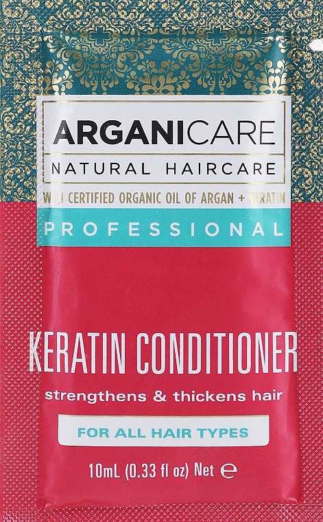 GESCHENK! Conditioner für alle Haartypen mit Keratin - ArganiCare Conditioner for All Hair Types (Probe)  — Bild N1