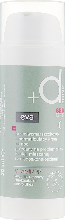Normalisierende Anti-Falten-Gesichtscreme für die Nacht - Eva Dermo Seb Off Anti-Wrinkle Night Cream  — Bild N2