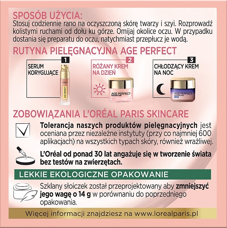Tagescreme für Gesicht - L'Oreal Paris Age Perfect Golden Age Rosy Re-Fortifying Day Cream — Bild N4