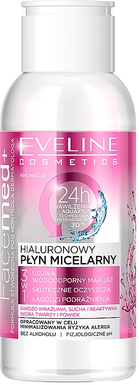 Mizellenwasser für Gesicht mit Hyaluronsäure - Eveline Cosmetics Facemed+ Micellar Water