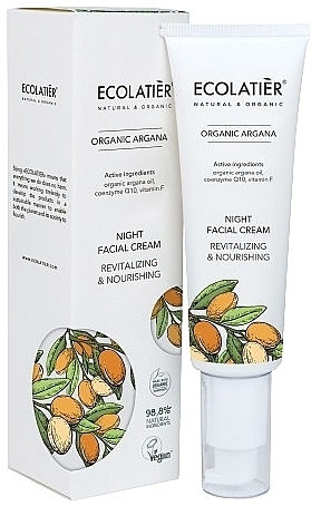 Revitalisierende Gesichtscreme für die Nacht - Ecolatier Night Facial Cream Revitalizing & Nourishing Organic Argan — Bild N2