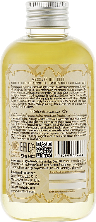 Körpermassageöl gold - Saules Fabrika Massage Oil — Bild N2