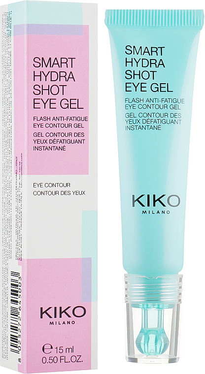 Erfrischendes Augengel gegen Tränensäcke und dunkle Augenringe mit Hyaluronsäure und Koffein - Kiko Milano Smart Hydra Shot Eye Gel — Bild N2