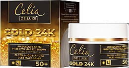 Düfte, Parfümerie und Kosmetik Luxuriöse feuchtigkeitsspendende Anti-Falten Lifting-Gesichtscreme mit 24K Gold, Manuka-Honig und Macadamiaöl 50+ - Celia De Luxe Gold 24k